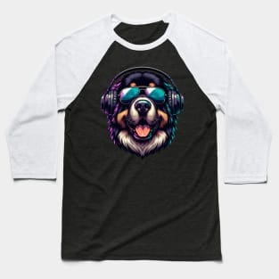 Newfoundland as Smiling DJ with Headphones and Sunglasses Baseball T-Shirt